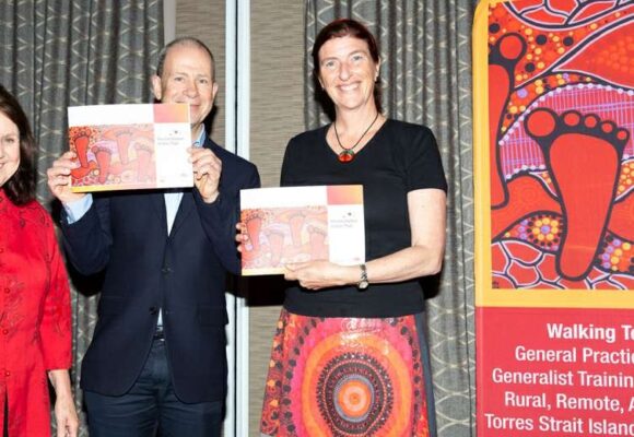 Photo (l-r): Professor Marlene Drysdale, RVTS CEO Dr Pat Giddings and RVTS Chair Dr Jacki Mein at the launch of RVTS's Reconciliation Action Plan.