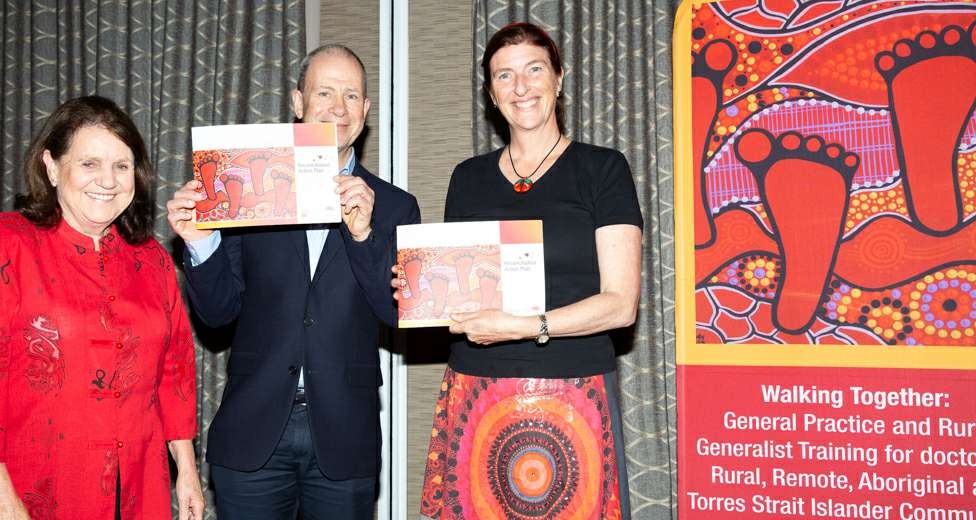 Photo (l-r): Professor Marlene Drysdale, RVTS CEO Dr Pat Giddings and RVTS Chair Dr Jacki Mein at the launch of RVTS's Reconciliation Action Plan.